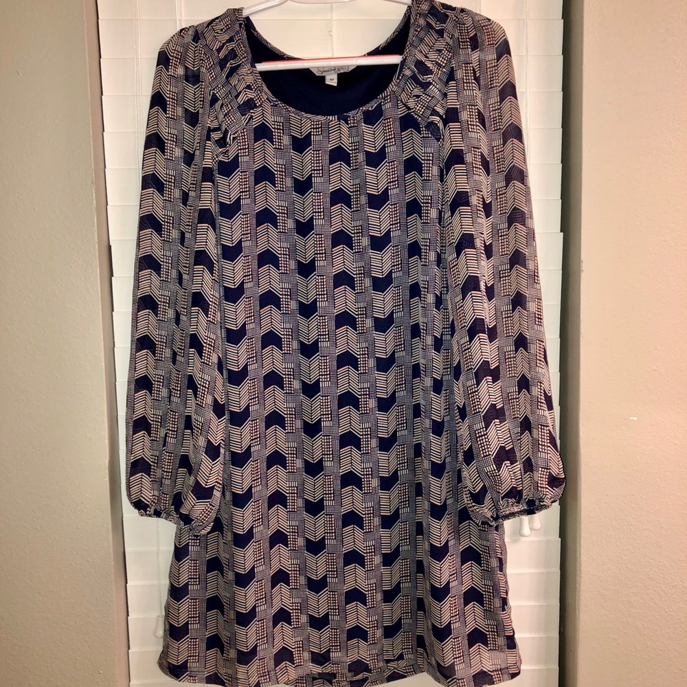 Speechless Long Sleeve Printed Chiffon, Medium